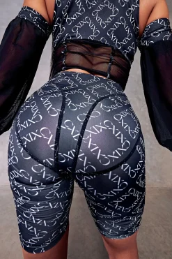 Women CXIX Leggings & Bikers*119 Biker Shorts - Black With Print
