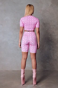 Women CXIX Leggings & Bikers*119 Biker Shorts - Pink With Print