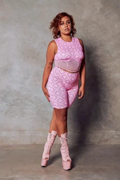 Women CXIX Leggings & Bikers*119 Biker Shorts - Pink With Print