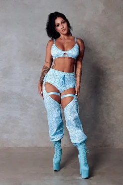 Women CXIX Leggings & Bikers*119 Chaps - Blue With Print