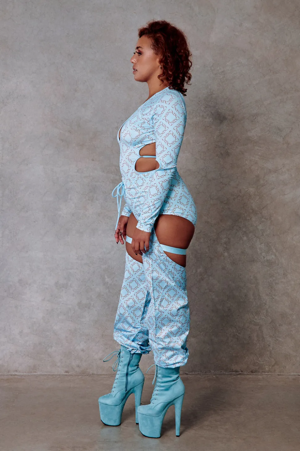 Women CXIX Leggings & Bikers*119 Chaps - Blue With Print