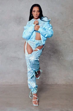 Women CXIX Leggings & Bikers*119 Chaps - Blue With Print