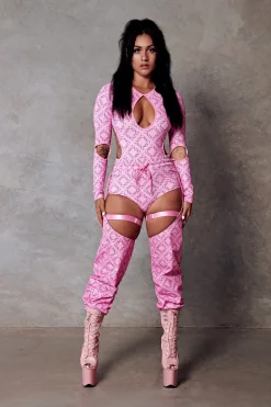 Women CXIX Leggings & Bikers*119 Chaps - Pink With Print