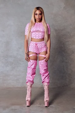 Women CXIX Leggings & Bikers*119 Chaps - Pink With Print