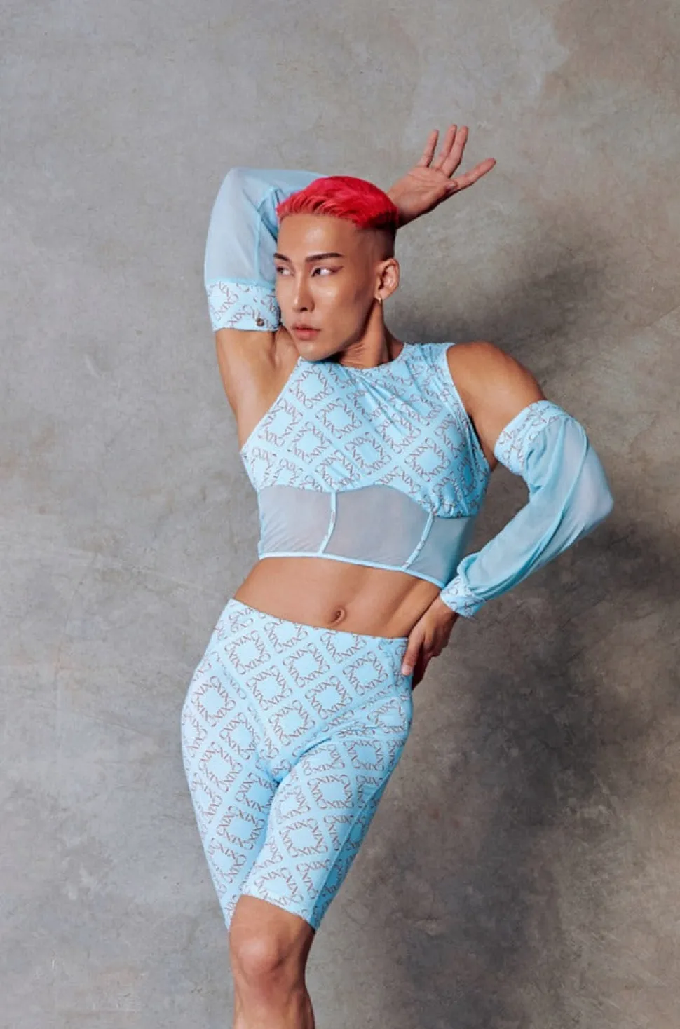 Women CXIX Tees & Tops*119 Corset Top + Removable Sleeves - Blue With Print