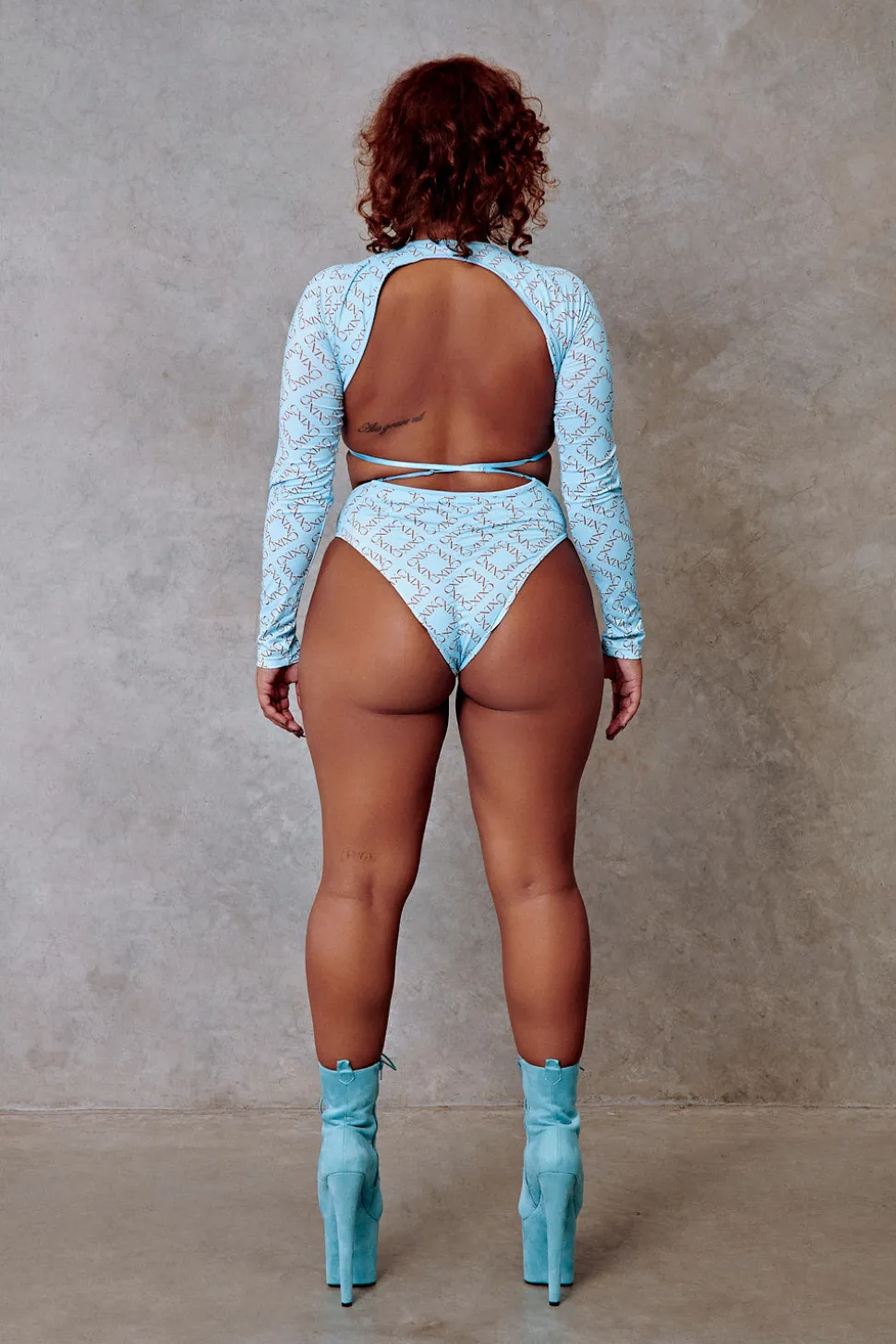 Women CXIX Body & Jumpsuits*119 Plunge Bodysuit - Blue With Print