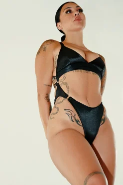 Women CXIX Body & Jumpsuits*Aphrodite Bodysuit - Black Satin