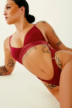 Women CXIX Body & Jumpsuits*Aphrodite Bodysuit - Maroon Suede