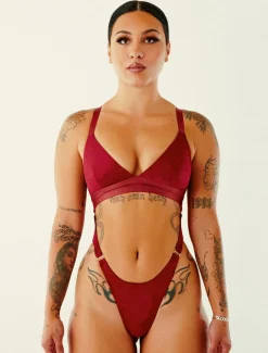 Women CXIX Body & Jumpsuits*Aphrodite Bodysuit - Maroon Suede