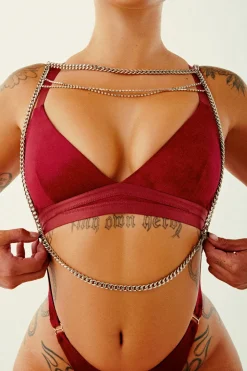 Women CXIX Body & Jumpsuits*Aphrodite Bodysuit - Maroon Suede