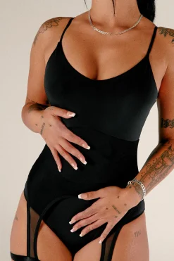Women CXIX Body & Jumpsuits*Baddies Garter Bodysuit - Black