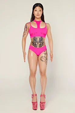 Women CXIX Tees & Tops*Dollhaus Choker Top - Barbie Pink