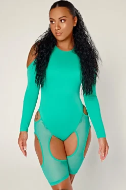 Women CXIX Body & Jumpsuits*Dollhaus Mesh Bodysuit - Aqua