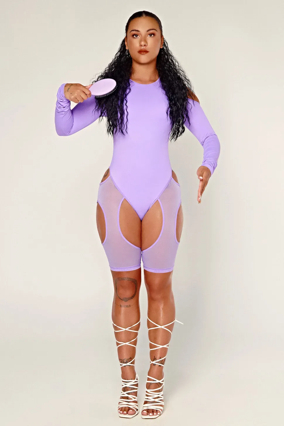 Women CXIX Body & Jumpsuits*Dollhaus Mesh Bodysuit - Purple