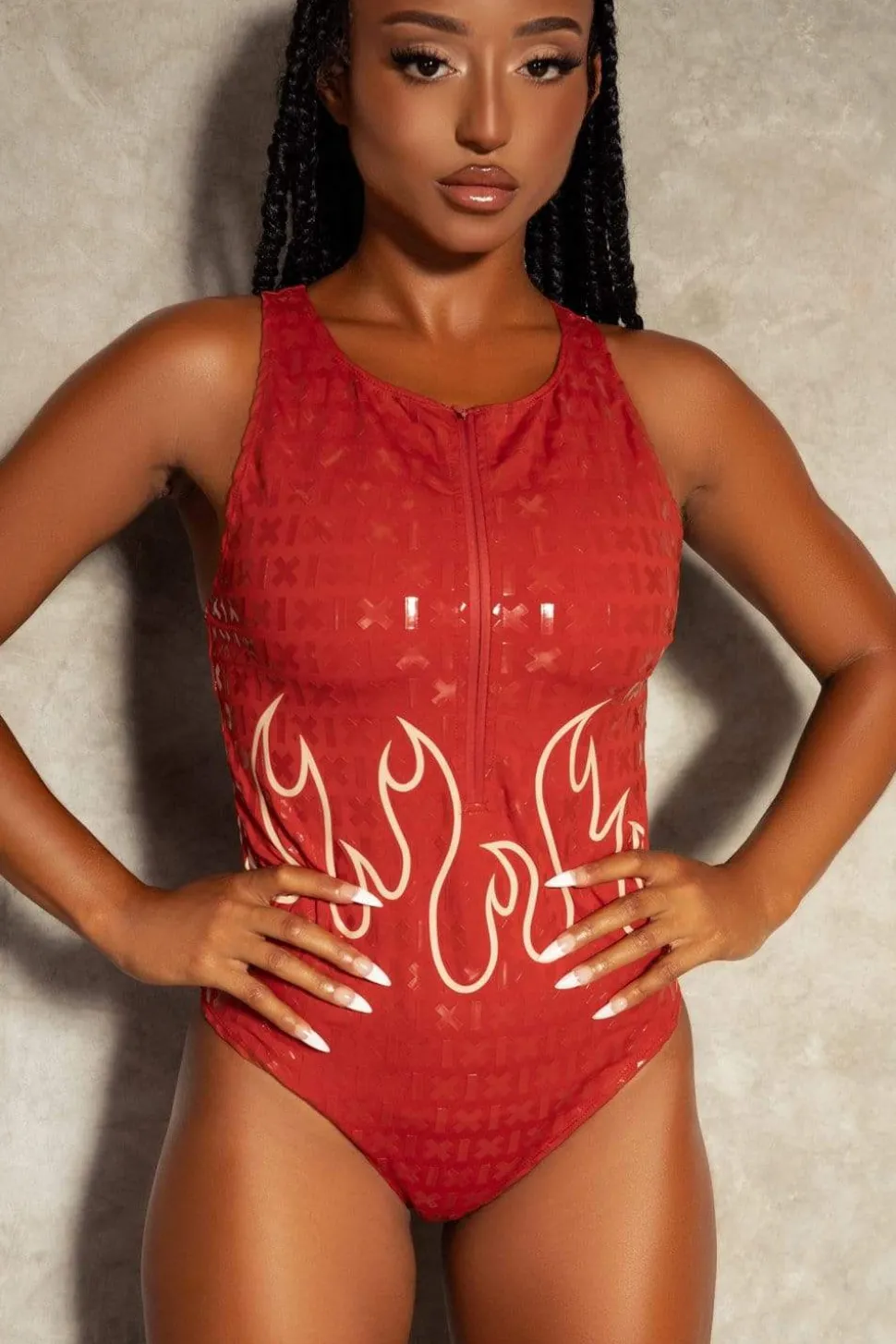 Women CXIX Gecko Grip™ Apparel*Fya Gecko Grip Bodysuit - Red
