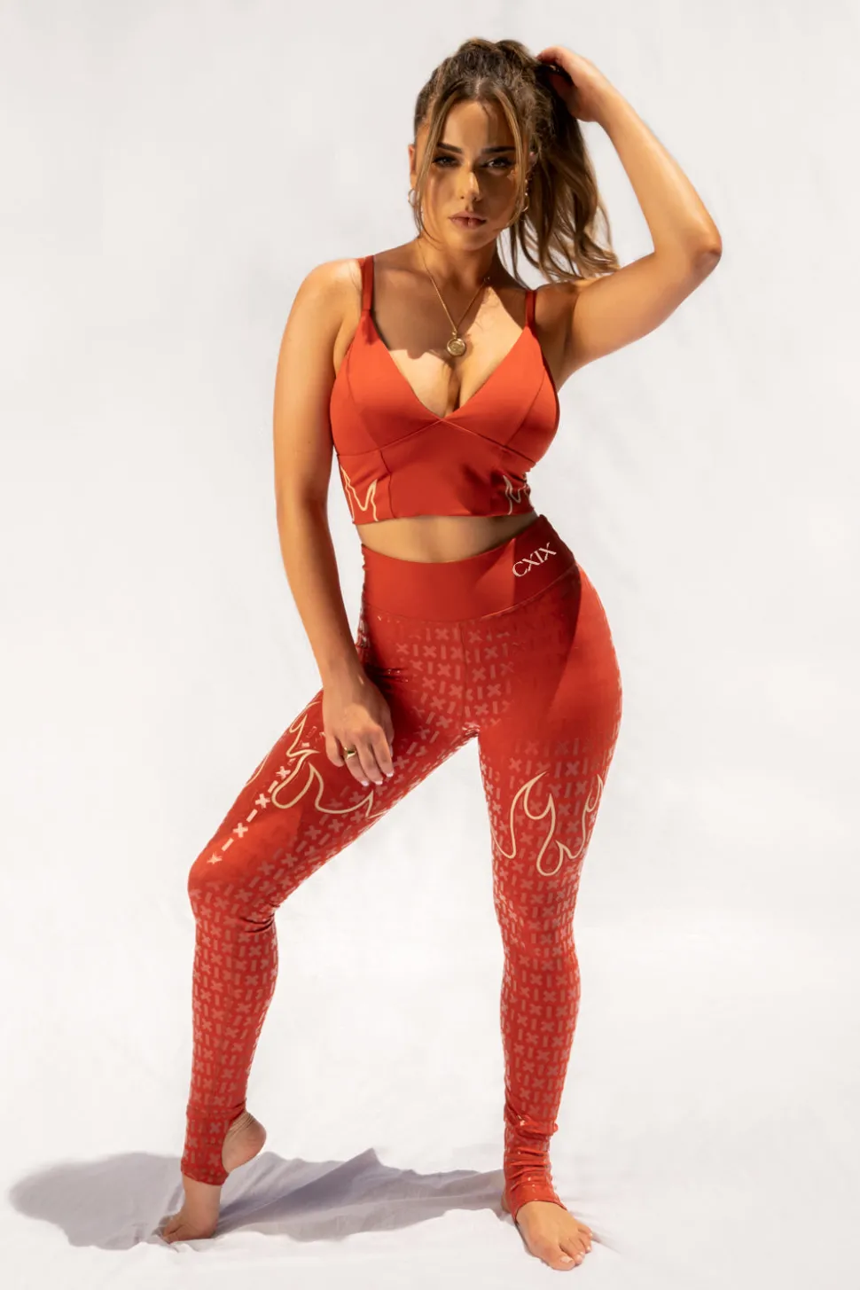 Women CXIX Gecko Grip™ Apparel*Fya Gecko Grip Leggings: Red