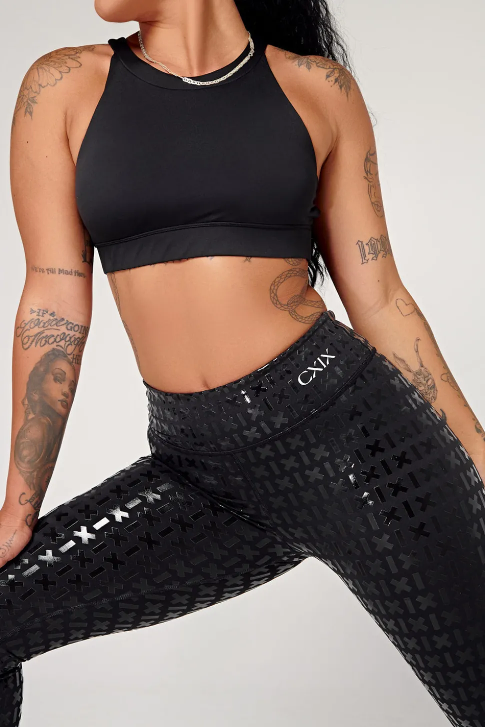 Women CXIX Gecko Grip™ Apparel*Gecko Grip™ Leggings: Black Waistband Grip