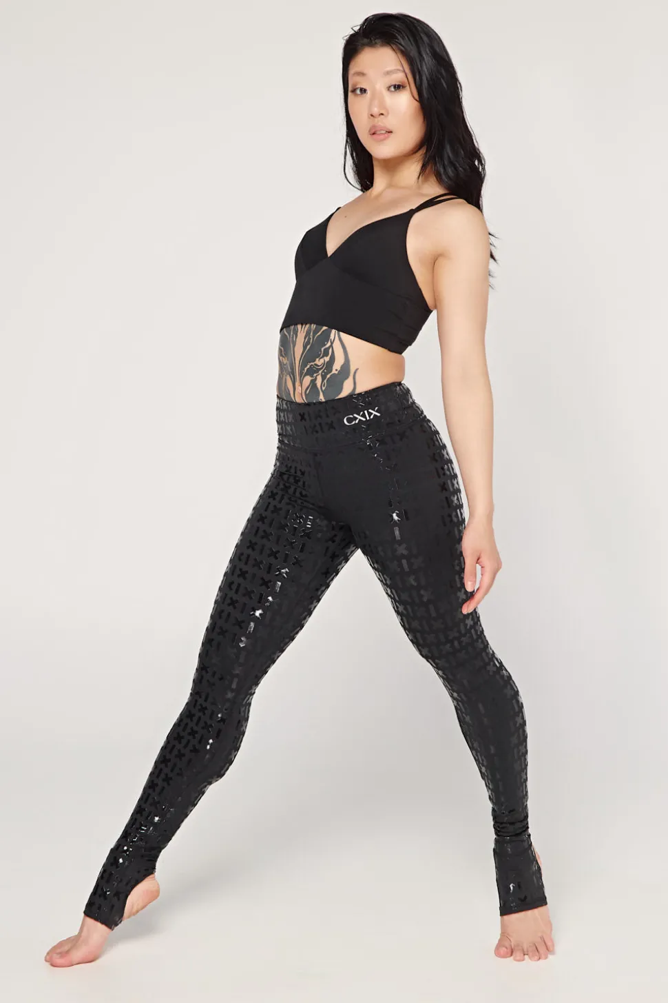 Women CXIX Leggings & Bikers*Gecko Grip™ Leggings: Black Waistband Grip