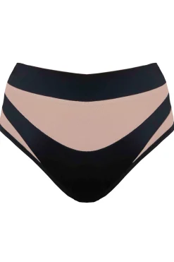Women CXIX High Waisted Bottoms*Goddess High Waisted Bottoms - Black With Sand Mesh