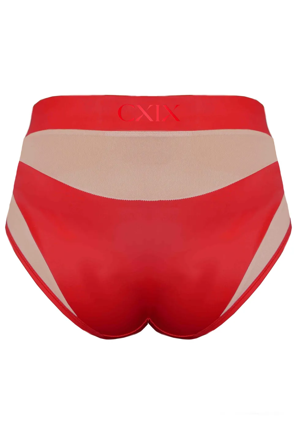 Women CXIX High Waisted Bottoms*Goddess High Waisted Bottoms - Red With Sand Mesh