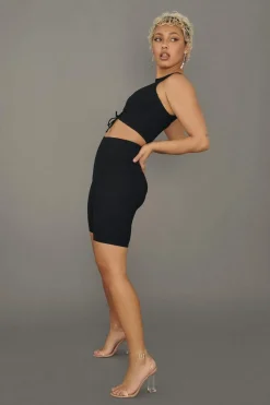 Women CXIX Leggings & Bikers*Move It Ribbed Corset Biker Shorts - Black