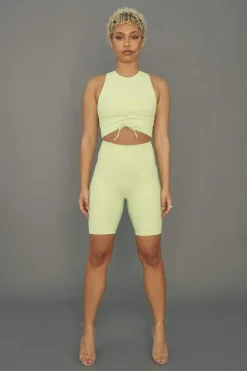 Women CXIX Leggings & Bikers*Move It Ribbed Corset Biker Shorts - Appletini