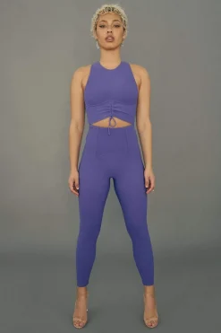 Women CXIX Leggings & Bikers*Move It Ribbed Corset Leggings - Violet Dusk