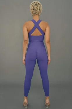 Women CXIX Leggings & Bikers*Move It Ribbed Corset Leggings - Violet Dusk