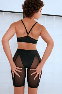 Women CXIX Tees & Tops*Silhouette Plunge Bralette - Black With Black Mesh