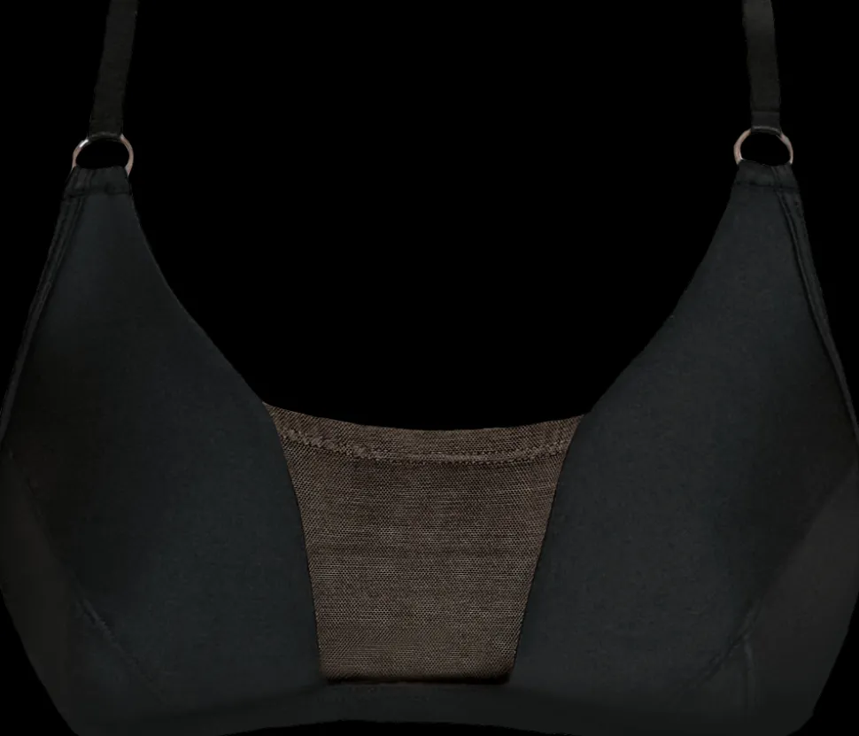 Women CXIX Tees & Tops*Silhouette Plunge Bralette - Black With Black Mesh