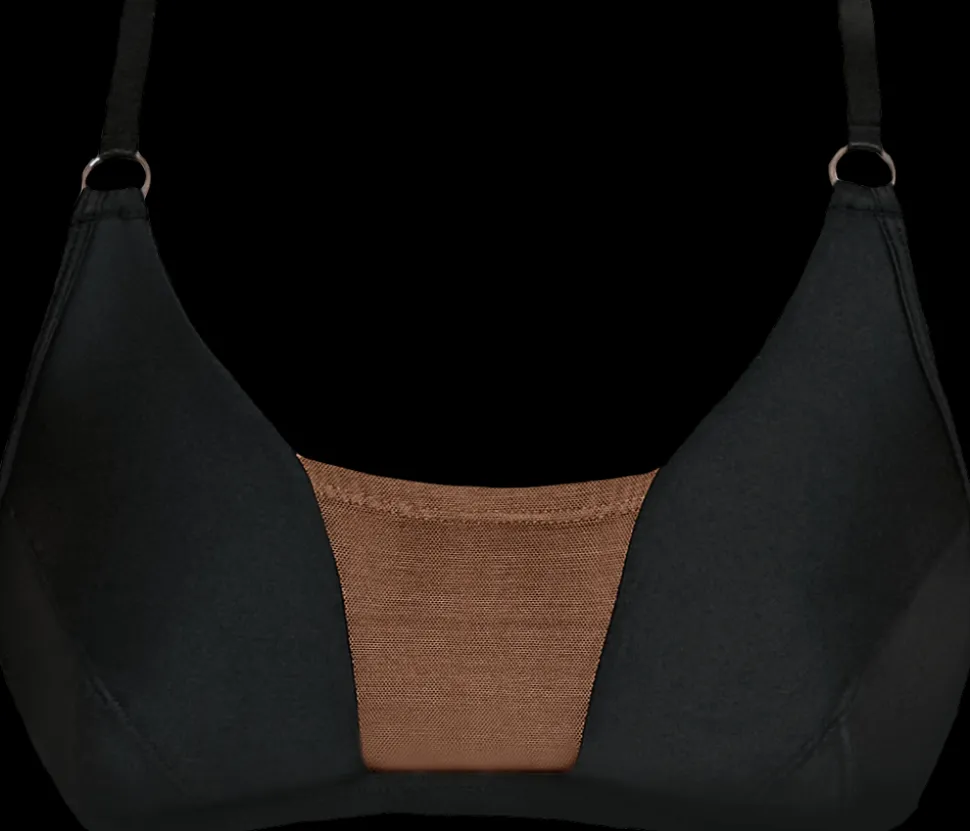 Women CXIX Tees & Tops*Silhouette Plunge Bralette - Black With Cocoa Mesh