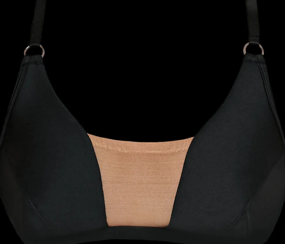 Women CXIX Tees & Tops*Silhouette Plunge Bralette - Black With Cream Mesh