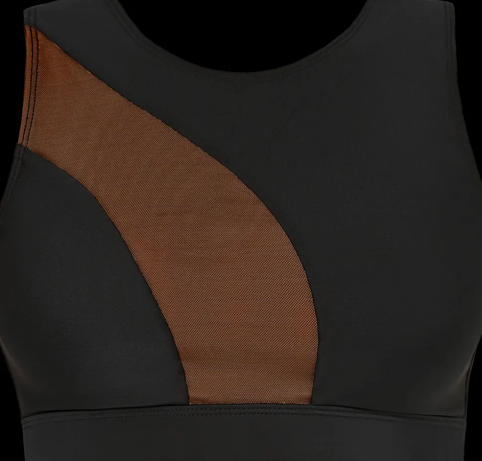Women CXIX Tees & Tops*Silhouette Sports Bra - Black With Cocoa Mesh