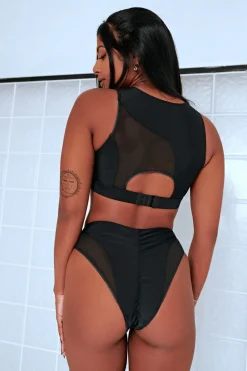 Women CXIX Tees & Tops*Silhouette Sports Bra - Black With Black Mesh